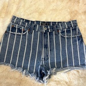Stripe denim shorts